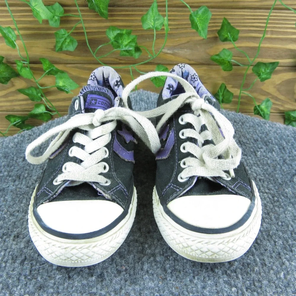Converse Youth Girls Sneaker Shoes Size 13 Medium Black Fabric Lace‎ Up